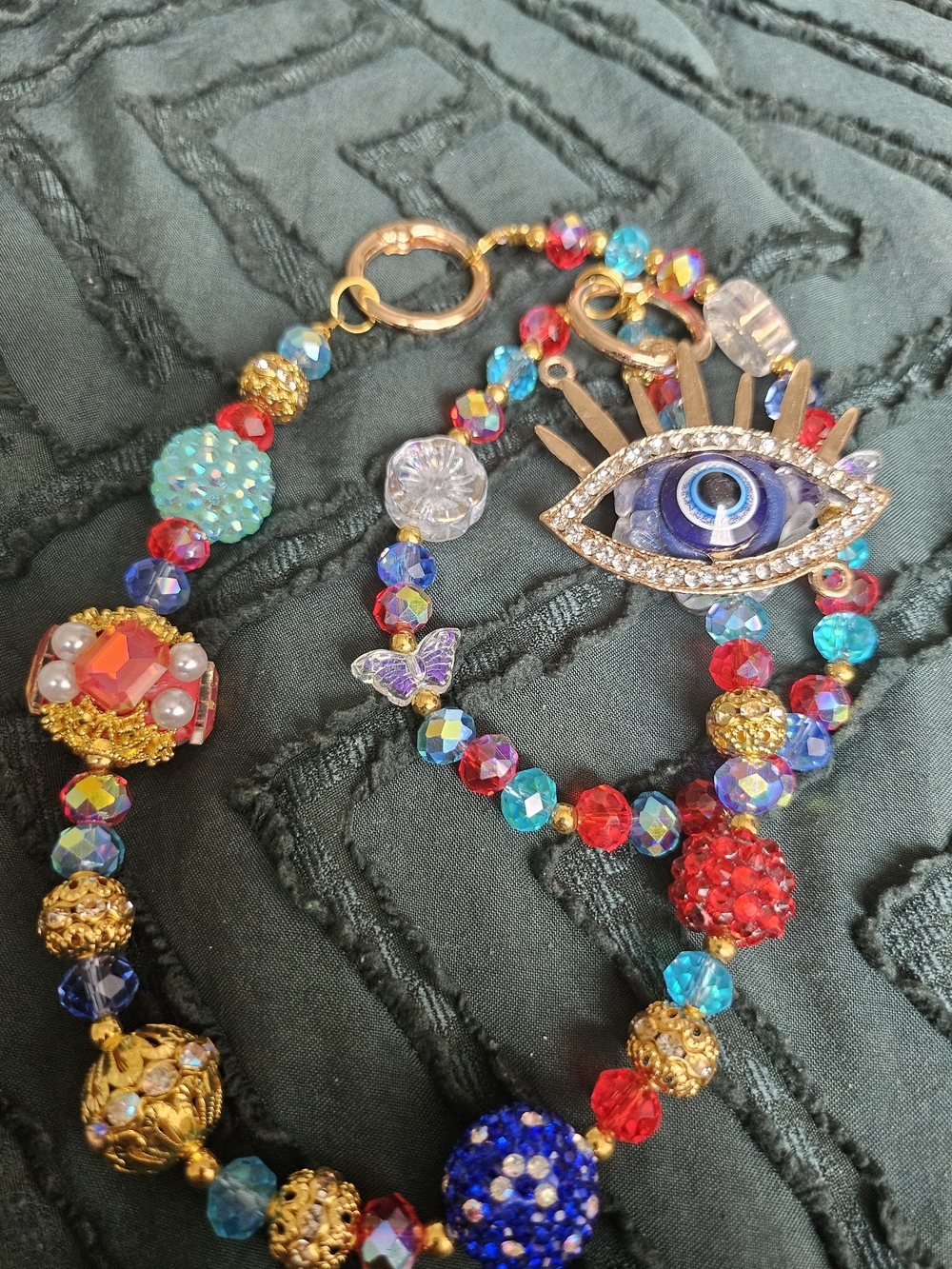 Multicolor Crystal Evil Eye Statement Necklace
